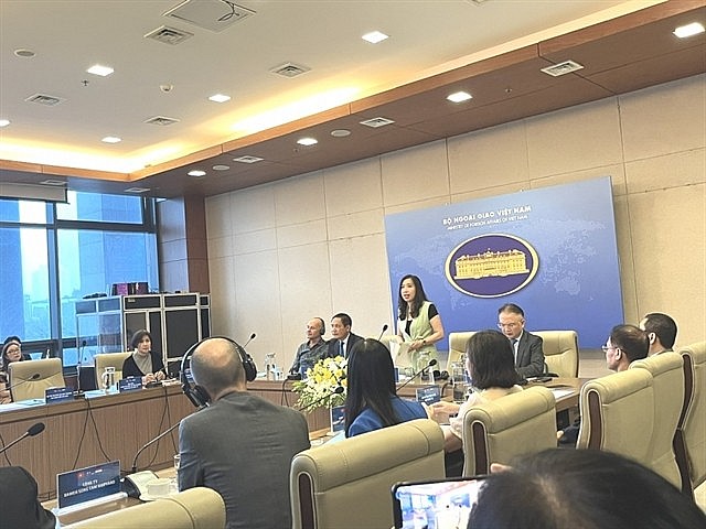 Deputy Minister of Foreign Affairs Lê Thị Thu Hằng speaking at the event. Photo courtesy of MOFA Deputy Minister of Foreign Affairs Lê Thị Thu Hằng speaking at the event. Photo courtesy of MOFA