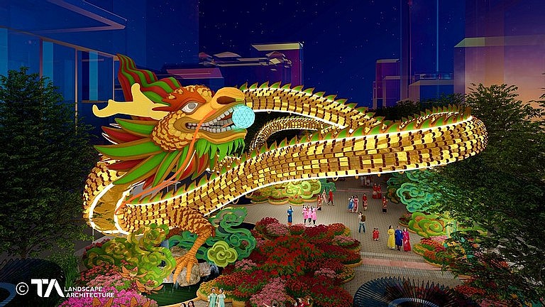 2024 is the Year of the Dragon which is chosen as the sacred animal of Nguyen Hue Flower Street. 2024 is the Year of the Dragon which is chosen as the sacred animal of Nguyen Hue Flower Street.