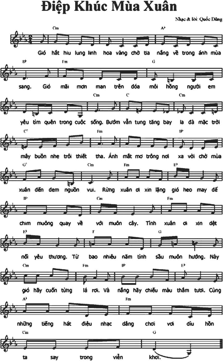Lời bài hát (Lyrics) “Điệp khúc mùa xuân” Lời bài hát (Lyrics) “Điệp khúc mùa xuân”