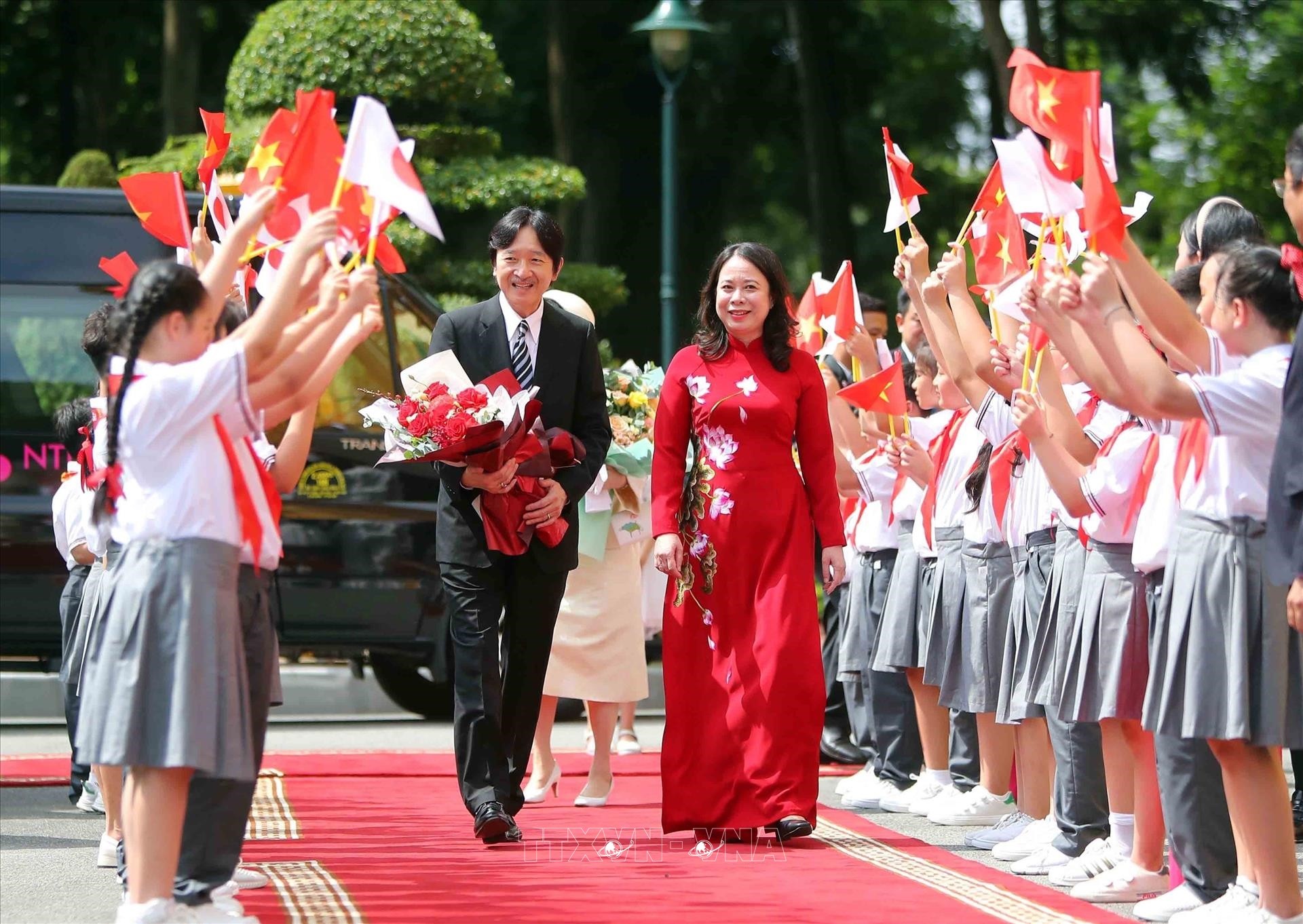 Phó Chủ tịch nước Võ Thị Ánh Xuân chủ trì lễ đón Hoàng Thái tử Nhật Bản Akishino thăm chính thức Việt Nam, ngày 21/9/2023 tại Hà Nội. (Ảnh: KT) Phó Chủ tịch nước Võ Thị Ánh Xuân chủ trì lễ đón Hoàng Thái tử Nhật Bản Akishino thăm chính thức Việt Nam, ngày 21/9/2023 tại Hà Nội. (Ảnh: KT)
