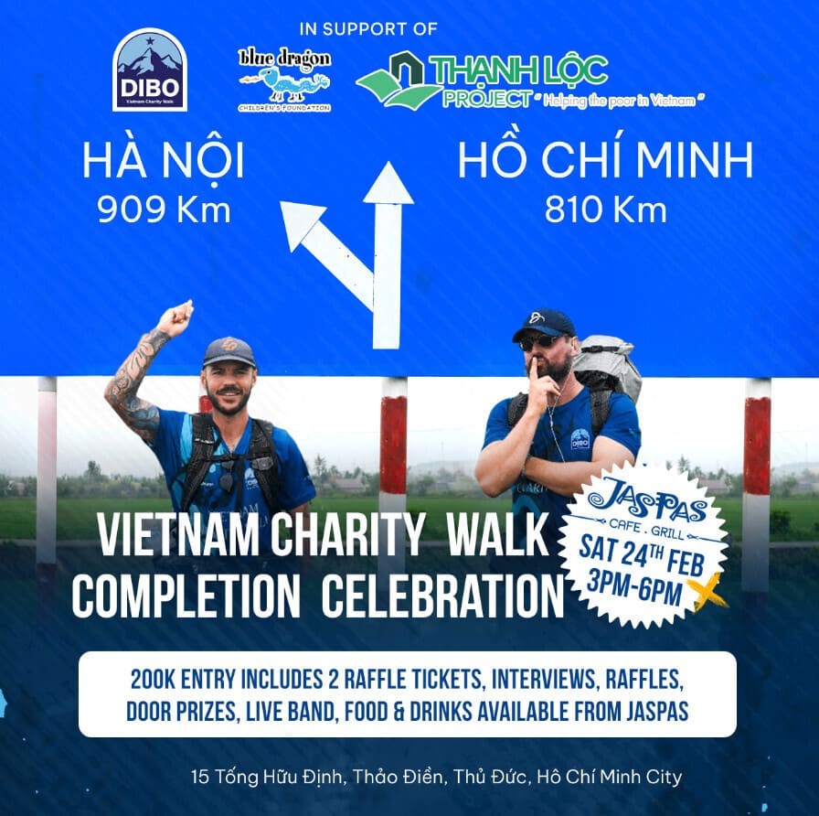 Jake (trái) và Sean sẽ dành 3 tháng tới để đi bộ 2.000 km từ Hà Nội đến Thành phố Hồ Chí Minh. Ảnh: Đại sứ quán Australia Jake (trái) và Sean sẽ dành 3 tháng tới để đi bộ 2.000 km từ Hà Nội đến Thành phố Hồ Chí Minh. Ảnh: Đại sứ quán Australia