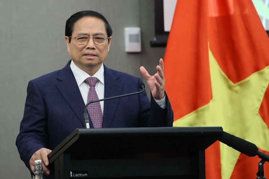 Prime Minister Pham Minh Chinh has a meeting with the Vietnamese Embassy staff and the Vietnamese community in New Zealand on March 10. Photo: Doan Bac Prime Minister Pham Minh Chinh has a meeting with the Vietnamese Embassy staff and the Vietnamese community in New Zealand on March 10. Photo: Doan Bac