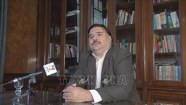 Ezequiel Ramoneda, Coordinator of the Centre for Southeast Asian Studies at the Institute of International Relations of the National University of La Plata of Argentina, grants an interview to the Vietnam News Agency. (Photo: VNA) Ezequiel Ramoneda, Coordinator of the Centre for Southeast Asian Studies at the Institute of International Relations of the National University of La Plata of Argentina, grants an interview to the Vietnam News Agency. (Photo: VNA)