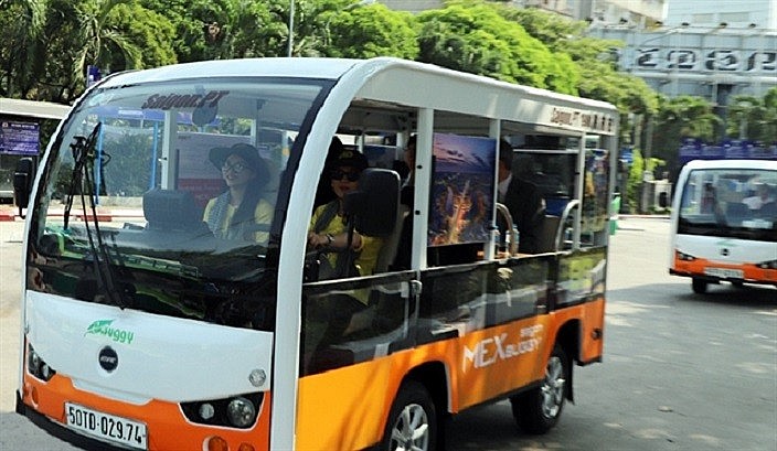 HCM City launches an electric vehicle service for tourists on April 12. HCM City launches an electric vehicle service for tourists on April 12.