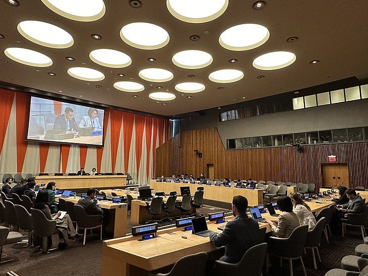 An overview of the meeting summarising the activities of the Asia Pacific Group at the UN in April (Photo: VNA) An overview of the meeting summarising the activities of the Asia Pacific Group at the UN in April (Photo: VNA)