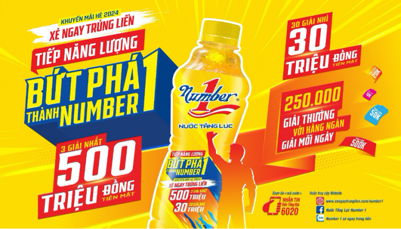 Chương trình Xé ngay trúng liền 2024 – Number 1 “Tiếp năng lượng bứt phá thành Number 1” bắt đầu từ 00:00 ngày 20/05/2024 đến 23:59 ngày 18/07/2024. Chương trình Xé ngay trúng liền 2024 – Number 1 “Tiếp năng lượng bứt phá thành Number 1” bắt đầu từ 00:00 ngày 20/05/2024 đến 23:59 ngày 18/07/2024.