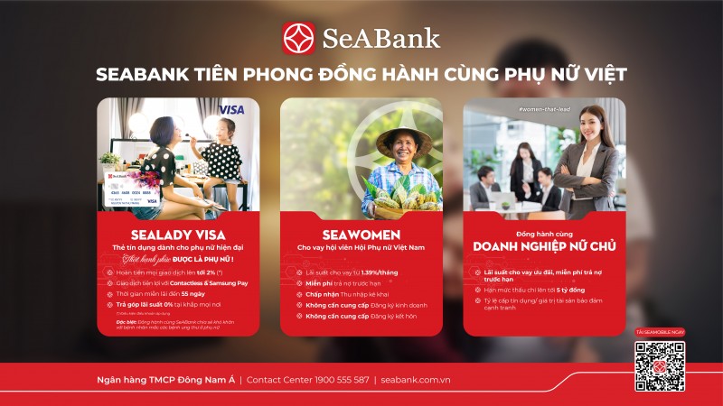 SeABank là ngân hàng đi tiên phong trong việc triển khai các sản phẩm, dịch vụ chuyên biệt dành cho phái nữ. SeABank là ngân hàng đi tiên phong trong việc triển khai các sản phẩm, dịch vụ chuyên biệt dành cho phái nữ.