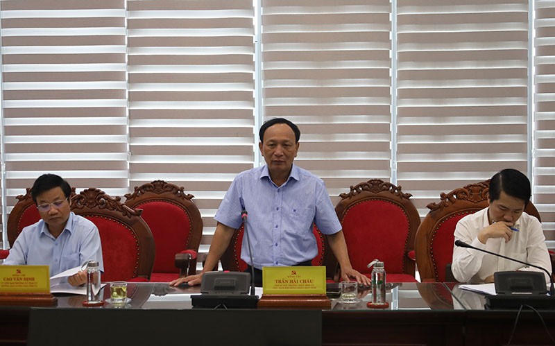 Đồng chí Phó Bí thư Thường Trực Tỉnh ủy Trần Hải Châu phát biểu tại buổi làm việc. Đồng chí Phó Bí thư Thường Trực Tỉnh ủy Trần Hải Châu phát biểu tại buổi làm việc.