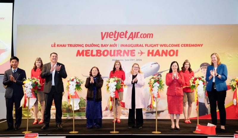 Lễ khai trương đường bay mới Hà Nội - Melbourne diễn ra tại Melbourne (Australia) sáng ngày 4/6/2024. Lễ khai trương đường bay mới Hà Nội - Melbourne diễn ra tại Melbourne (Australia) sáng ngày 4/6/2024.
