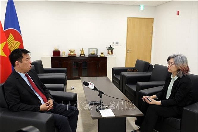 Vietnamese Ambassador to the RoK Vu Ho gave an interview. Photo: VNA Vietnamese Ambassador to the RoK Vu Ho gave an interview. Photo: VNA