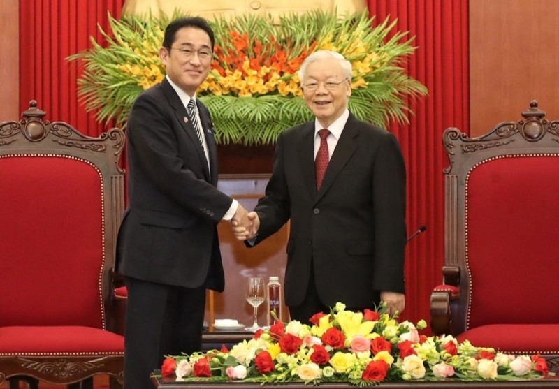 Tổng Bí thư Nguyễn Phú Trọng tiếp Thủ tướng Nhật Bản Kishida Fumio. Ảnh: VGP/Nhật Bắc Tổng Bí thư Nguyễn Phú Trọng tiếp Thủ tướng Nhật Bản Kishida Fumio. Ảnh: VGP/Nhật Bắc