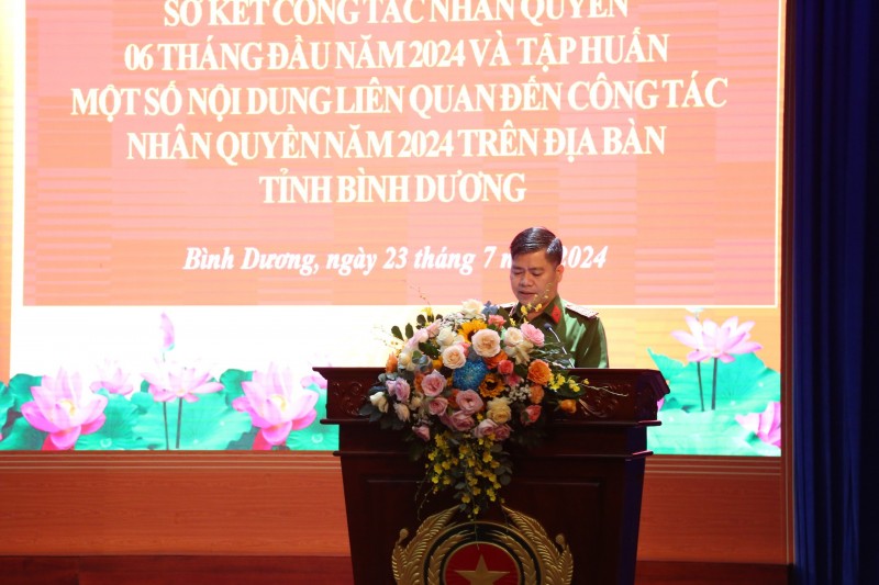 Đại tá Ngô Xuân Phú, Phó Giám đốc Công an tỉnh Bình Dương phát biểu khai mạc Hội nghị Đại tá Ngô Xuân Phú, Phó Giám đốc Công an tỉnh Bình Dương phát biểu khai mạc Hội nghị
