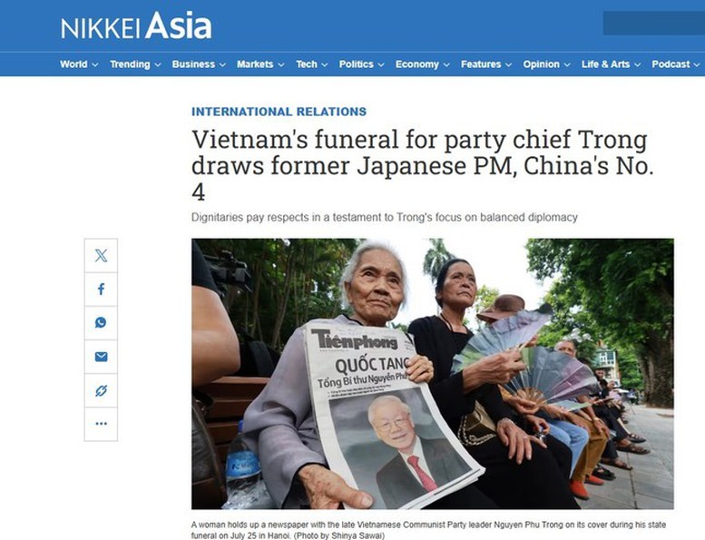 Bài viết trên báo Nhật Nikkei về Quốc tang Tổng Bí thư Nguyễn Phú Trọng Bài viết trên báo Nhật Nikkei về Quốc tang Tổng Bí thư Nguyễn Phú Trọng