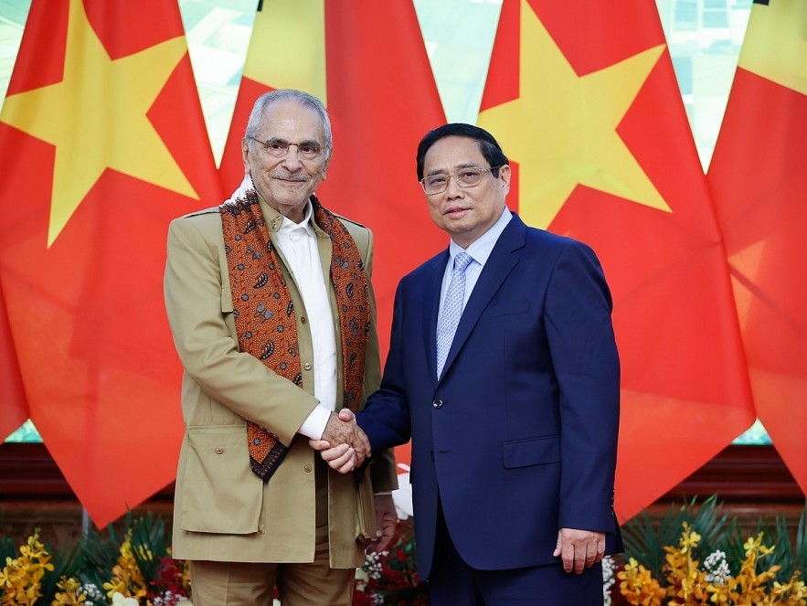 Vietnamese Prime Minister Pham Minh Chinh (R) and visiting Timor Leste President Jose Ramos-Horta during their meeting in Hanoi on August 2. Vietnamese Prime Minister Pham Minh Chinh (R) and visiting Timor Leste President Jose Ramos-Horta during their meeting in Hanoi on August 2.