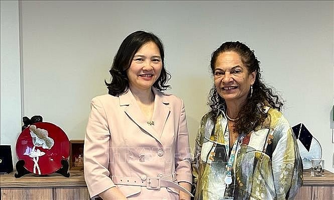 Ambassador Nguyen Thi Van Anh (L), Permanent Representative of Vietnam to UNESCO, and Assistant Director-General of UNESCO for Natural Sciences Lidia Arthur Brito at their meeting in Paris on August 30. (Photo: VNA) Ambassador Nguyen Thi Van Anh (L), Permanent Representative of Vietnam to UNESCO, and Assistant Director-General of UNESCO for Natural Sciences Lidia Arthur Brito at their meeting in Paris on August 30. (Photo: VNA)