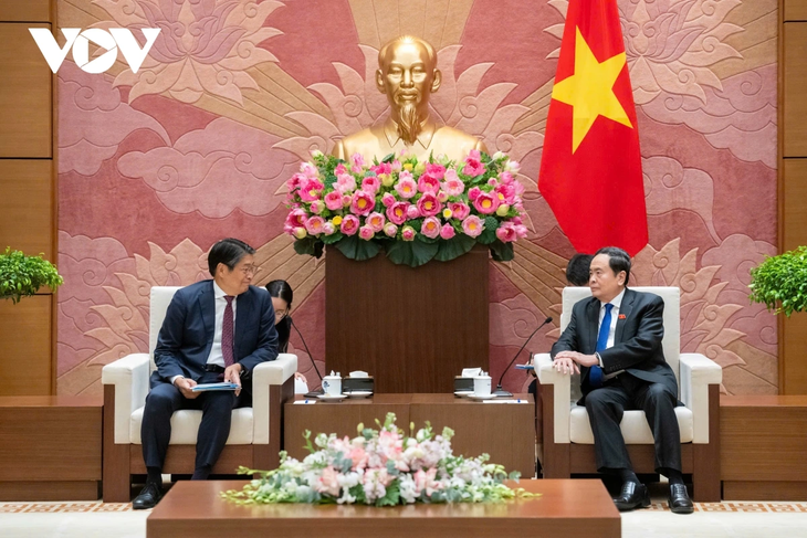 Chủ tịch Quốc hội Trần Thanh Mẫn tiếp Đại sứ Nhật Bản. Ảnh: VOV Chủ tịch Quốc hội Trần Thanh Mẫn tiếp Đại sứ Nhật Bản. Ảnh: VOV