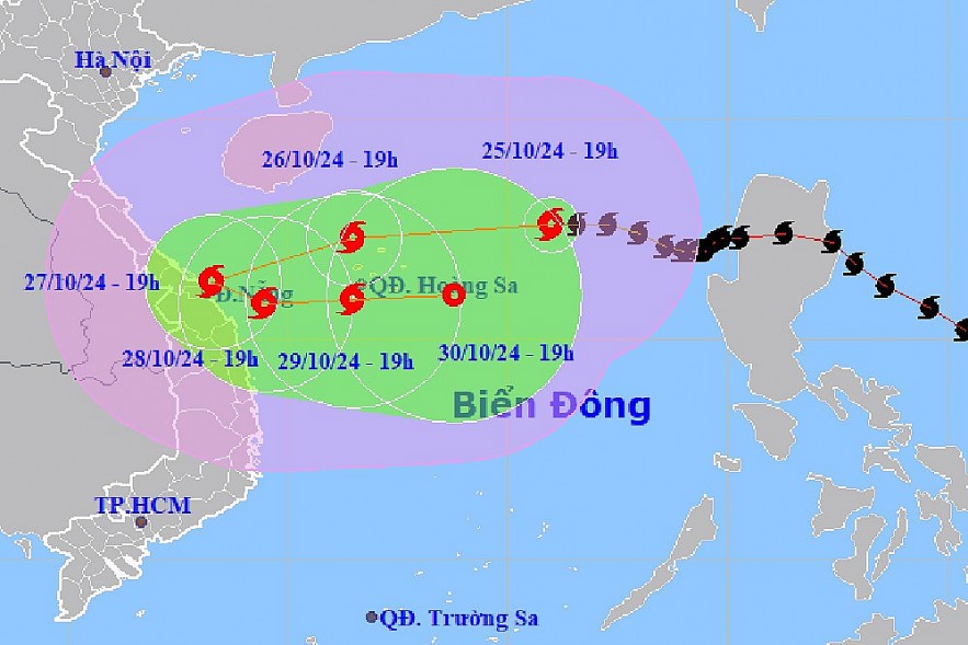 Storm Trami path on the evening of October 25. Source: NCHMF Storm Trami path on the evening of October 25. Source: NCHMF