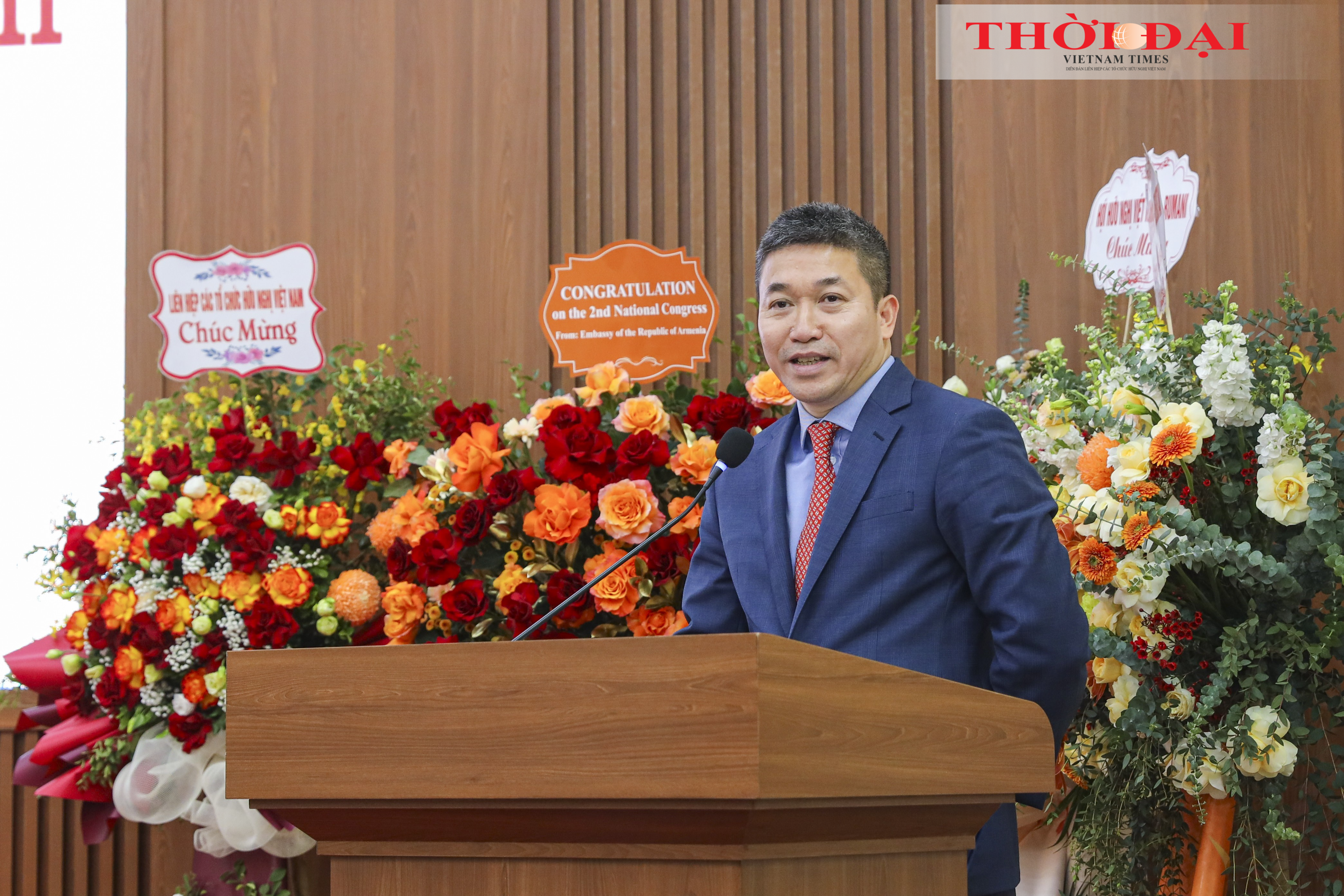 Chủ tịch Liên hiệp các tổ chức hữu nghị Việt Nam Phan Anh Sơn phát biểu tại Đại hội. (Ảnh: Đinh Hòa) Chủ tịch Liên hiệp các tổ chức hữu nghị Việt Nam Phan Anh Sơn phát biểu tại Đại hội. (Ảnh: Đinh Hòa)