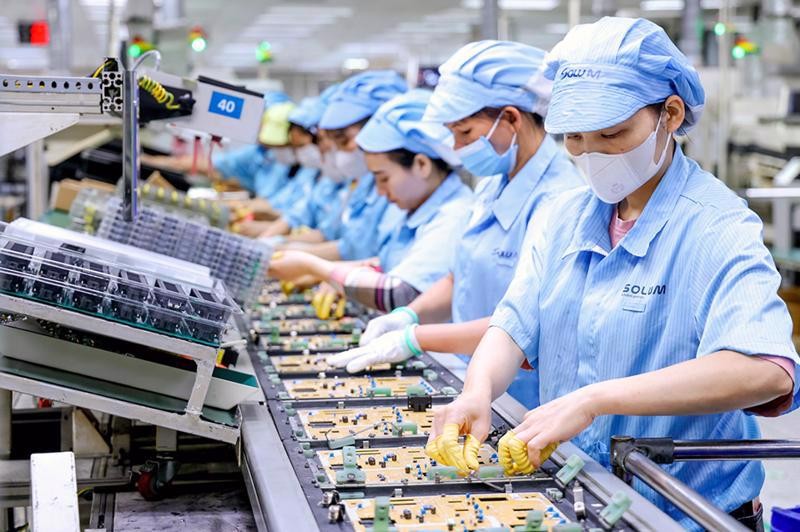 A production line of Vietnamese technology equipment products. A production line of Vietnamese technology equipment products.