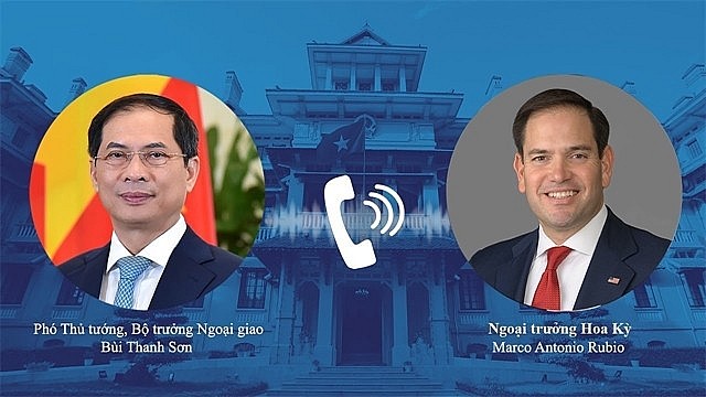 Vietnamese Deputy Prime Minister and Minister of Foreign Affairs Bùi Thanh Sơn (left) and US Secretary of State Marco Rubio have a phone talk on Friday. Photo: VNA Vietnamese Deputy Prime Minister and Minister of Foreign Affairs Bùi Thanh Sơn (left) and US Secretary of State Marco Rubio have a phone talk on Friday. Photo: VNA