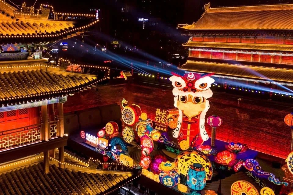 Lễ hội đèn lồng chào đón Tết Nguyên Đán tại tỉnh Thiểm Tây, Trung Quốc. (Ảnh: Tân Hoa xã)