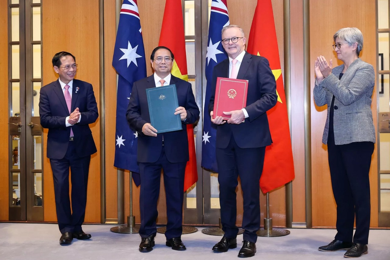 Vietnam and Australia upgraded ties to a Comprehensive Strategic Partnership on March 7, 2024, during PM Pham Minh Chinh's official visit. (Photo: Tuan Anh) Vietnam and Australia upgraded ties to a Comprehensive Strategic Partnership on March 7, 2024, during PM Pham Minh Chinh's official visit. (Photo: Tuan Anh)