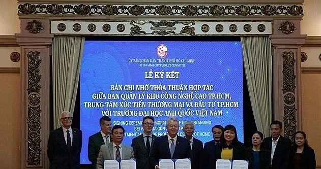 Signing ceremony of cooperation agreement to build an international-standard High-Tech Skills Training Centre in HCM City on February 12. Signing ceremony of cooperation agreement to build an international-standard High-Tech Skills Training Centre in HCM City on February 12.