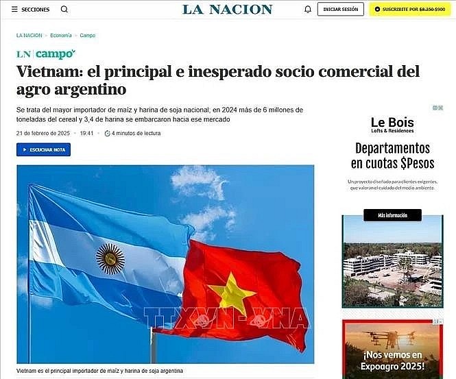 A screenshot photo of the article published on La Nacion, Argentina's leading daily (Photo: VNA) A screenshot photo of the article published on La Nacion, Argentina's leading daily (Photo: VNA)