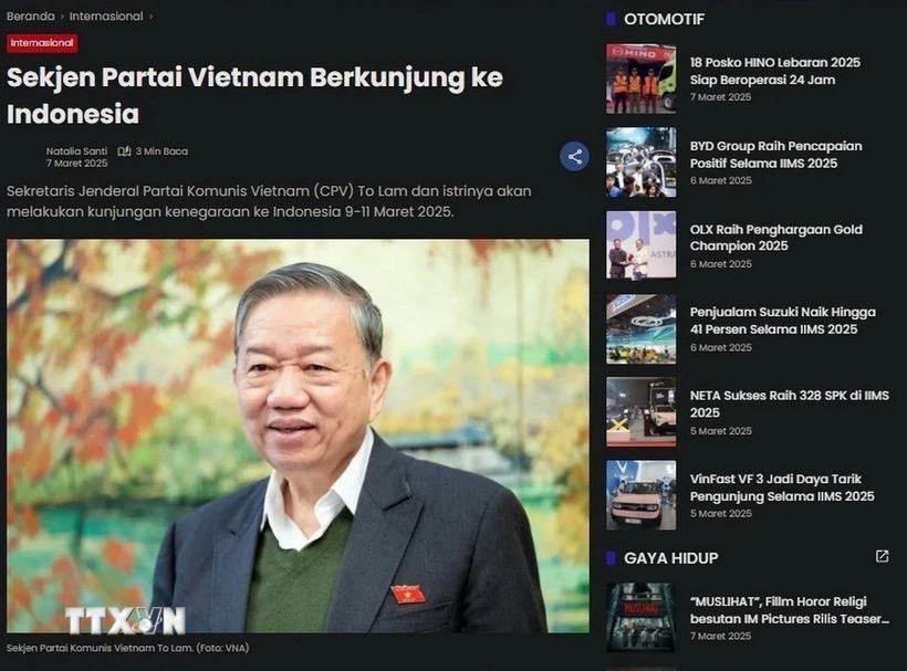 Báo chí Indonesia đồng loạt đưa tin về chuyến thăm của Tổng Bí thư Tô Lâm Báo chí Indonesia đồng loạt đưa tin về chuyến thăm của Tổng Bí thư Tô Lâm