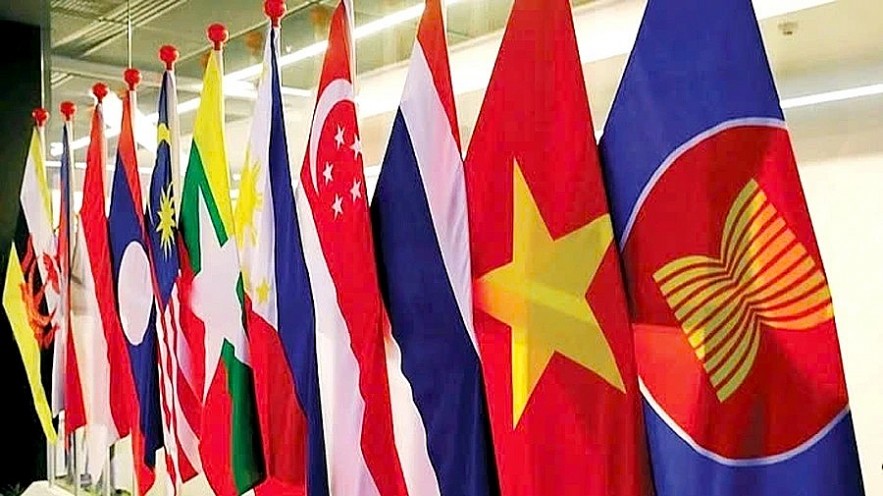 National flags of 10 ASEAN member states and the flag of ASEAN. National flags of 10 ASEAN member states and the flag of ASEAN.