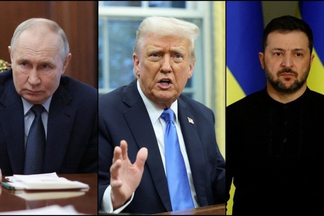 (Từ trái qua phải) Tổng thống Nga Vladimir Putin, Tổng thống Mỹ Donald Trump và Tổng thống Ukraine Volodymyr Zelensky. (Ảnh: Reuters) (Từ trái qua phải) Tổng thống Nga Vladimir Putin, Tổng thống Mỹ Donald Trump và Tổng thống Ukraine Volodymyr Zelensky. (Ảnh: Reuters)