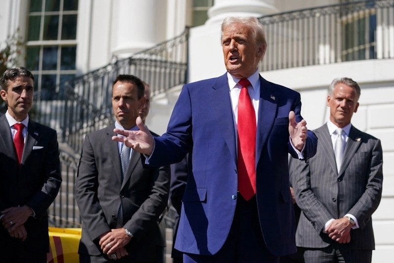 President Donald Trump addresses the press at the White House following his announcement on the tariff delay. (Photo: Reuters) President Donald Trump addresses the press at the White House following his announcement on the tariff delay. (Photo: Reuters)