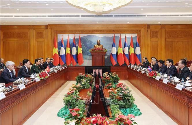 Chủ tịch nước Lương Cường hội kiến Chủ tịch Quốc hội Lào Chủ tịch nước Lương Cường hội kiến Chủ tịch Quốc hội Lào