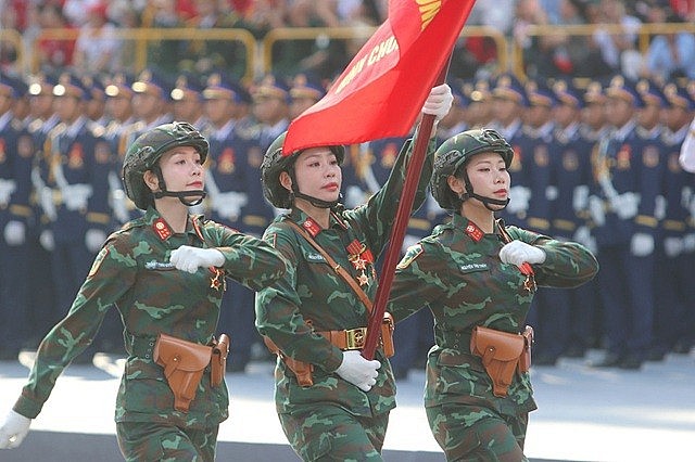 Vietnamese People's Army Forcers in full dress parade rehearsal to celebrate the 50th anniversary of National Reunification Vietnamese People's Army Forcers in full dress parade rehearsal to celebrate the 50th anniversary of National Reunification