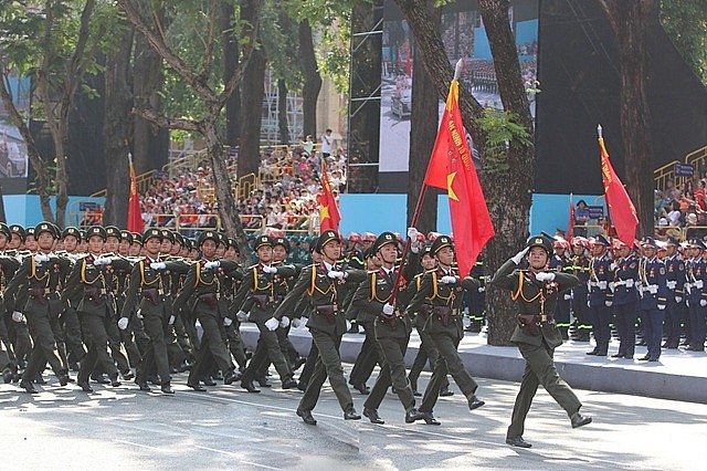 Vietnamese People's Army Forcers in full dress parade rehearsal to celebrate the 50th anniversary of National Reunification Vietnamese People's Army Forcers in full dress parade rehearsal to celebrate the 50th anniversary of National Reunification