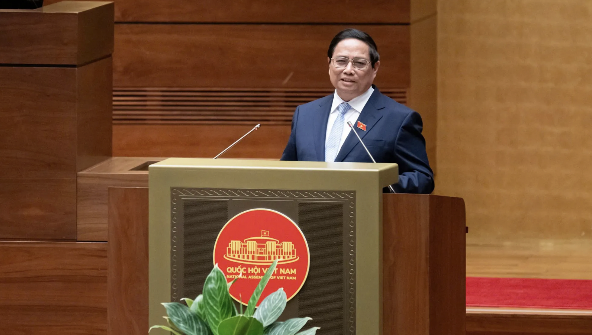 Thủ tướng Chính phủ Phạm Minh Chính trình bày báo cáo tại Kỳ họp. (Ảnh: Quochoi.vn Thủ tướng Chính phủ Phạm Minh Chính trình bày báo cáo tại Kỳ họp. (Ảnh: Quochoi.vn