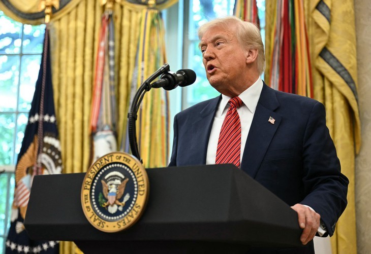 Tổng thống Mỹ Donald Trump phát biểu tại Nhà Trắng ngày 7-5 - Ảnh: AFP Tổng thống Mỹ Donald Trump phát biểu tại Nhà Trắng ngày 7-5 - Ảnh: AFP