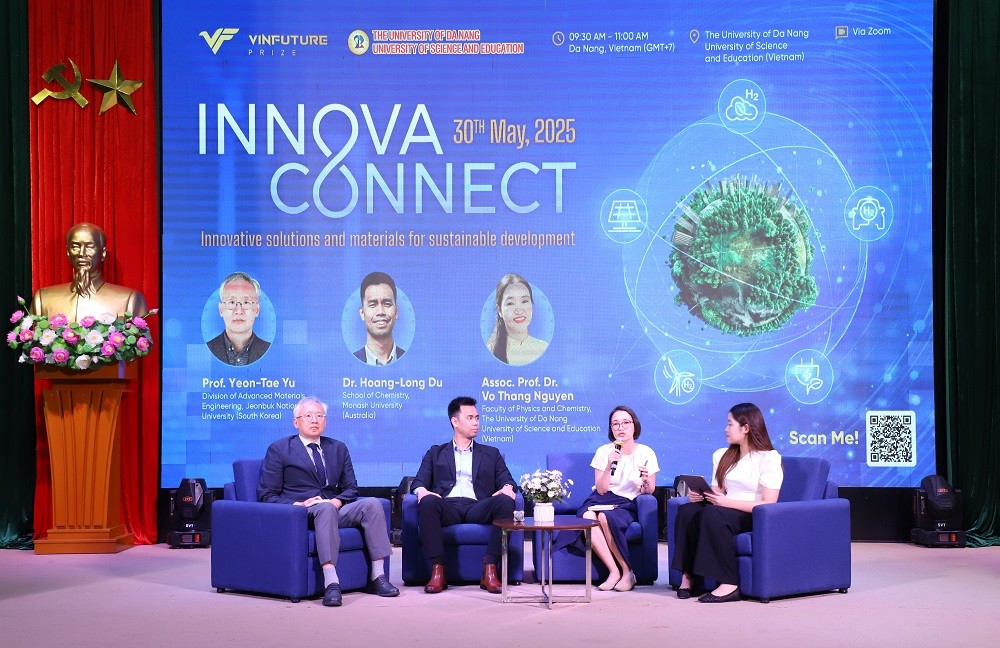 Quỹ VinFuture phối hợp cùng Trường Đại học Sư phạm – Đại học Đà Nẵng tổ chức hội thảo InnovaConnect, mở rộng chương trình cầu nối khoa học ra toàn quốc. Ảnh: BTC. Quỹ VinFuture phối hợp cùng Trường Đại học Sư phạm – Đại học Đà Nẵng tổ chức hội thảo InnovaConnect, mở rộng chương trình cầu nối khoa học ra toàn quốc. Ảnh: BTC.