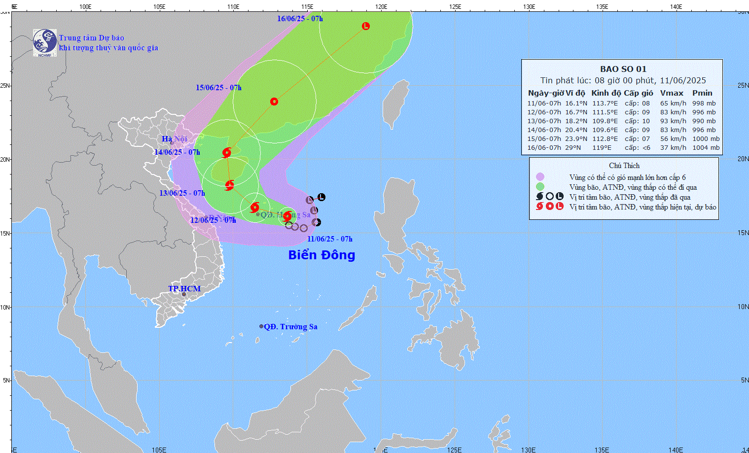 Forecasted path of Storm No. 1. Source: NCHMF Forecasted path of Storm No. 1. Source: NCHMF
