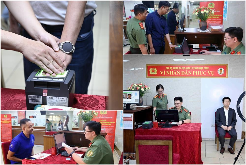 Cán bộ, chiến sĩ Cục Quản lý xuất nhập cảnh tận tình hướng dẫn người nước ngoài thủ tục đăng ký định danh diện tử. (Ảnh: Bộ Công an) Cán bộ, chiến sĩ Cục Quản lý xuất nhập cảnh tận tình hướng dẫn người nước ngoài thủ tục đăng ký định danh diện tử. (Ảnh: Bộ Công an)