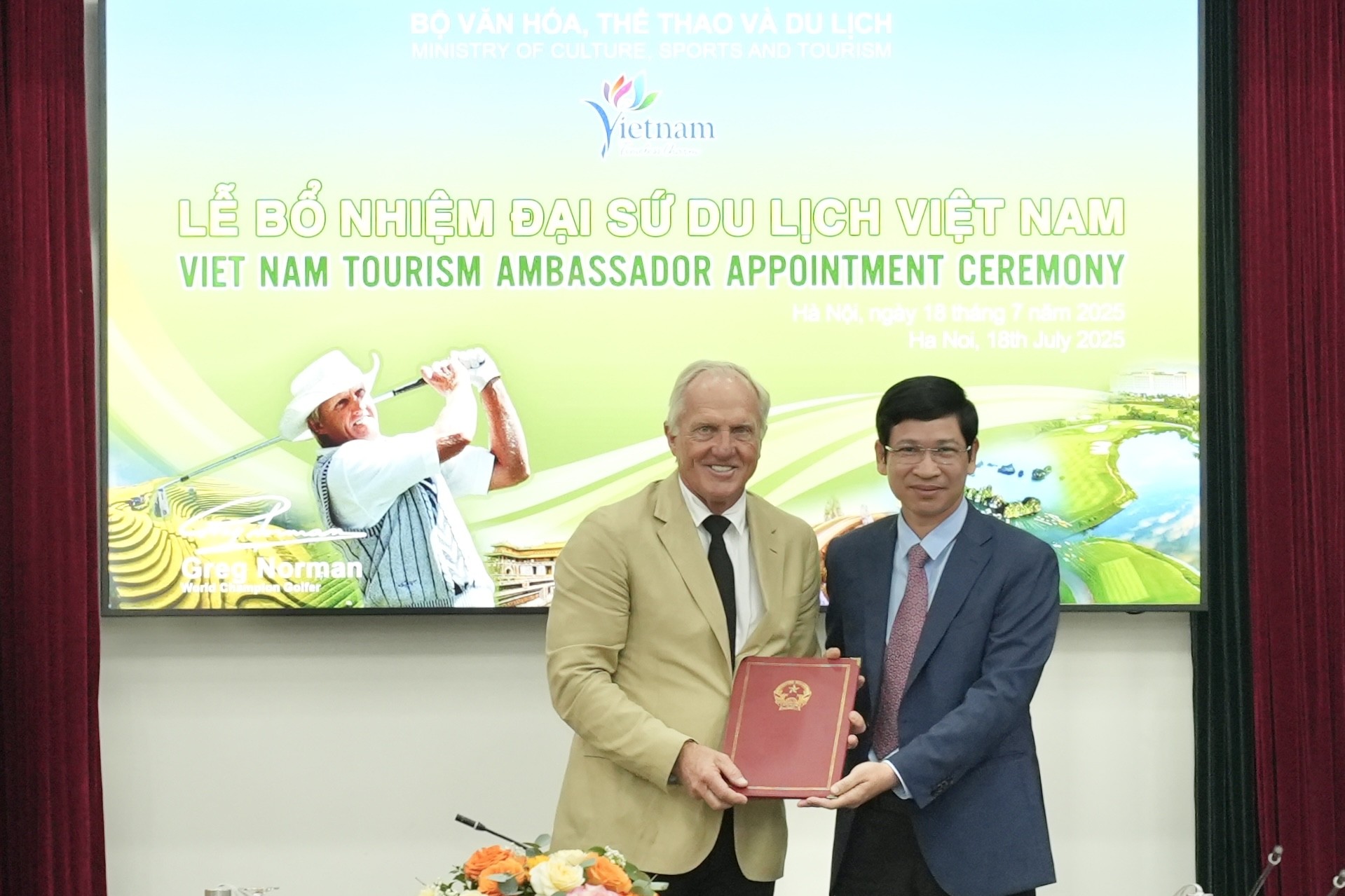 Ông Greg Norman được bổ nhiệm là Đại sứ Du lịch Việt Nam nhiệm kỳ 2025 - 2030 Ông Greg Norman được bổ nhiệm là Đại sứ Du lịch Việt Nam nhiệm kỳ 2025 - 2030