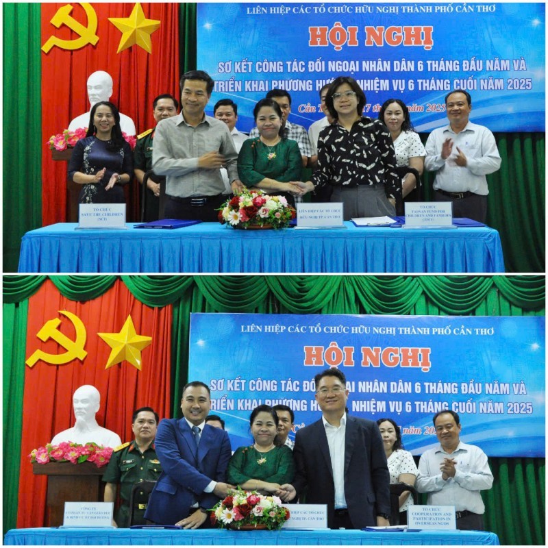 Delegates witnessed the signing ceremony of a memorandum of understanding between the Can Tho Union of Friendship Organizations and various organizations/agencies on collaboration in implementing programs and projects related to children, women, youth, community development, education, and overseas study counseling. (Photo: Ha Vy) Delegates witnessed the signing ceremony of a memorandum of understanding between the Can Tho Union of Friendship Organizations and various organizations/agencies on collaboration in implementing programs and projects related to children, women, youth, community development, education, and overseas study counseling. (Photo: Ha Vy)
