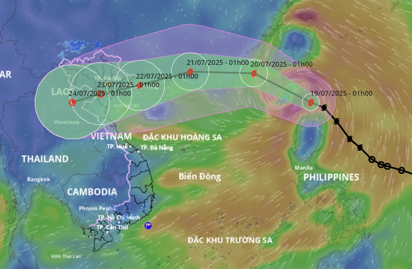 Bão Wipha sẽ ảnh hưởng đến nhiều nơi ở Bắc Bộ và Bắc Trung Bộ gây mưa lớn (Ảnh: Hệ thống giám sát thiên tai). Bão Wipha sẽ ảnh hưởng đến nhiều nơi ở Bắc Bộ và Bắc Trung Bộ gây mưa lớn (Ảnh: Hệ thống giám sát thiên tai).
