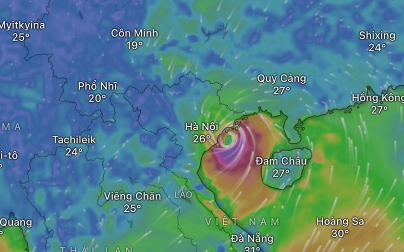 Vị trí của bão số 3 (Wipha) lúc 6 giờ sáng ngày 22/7 (Nguồn: Windy) Vị trí của bão số 3 (Wipha) lúc 6 giờ sáng ngày 22/7 (Nguồn: Windy)