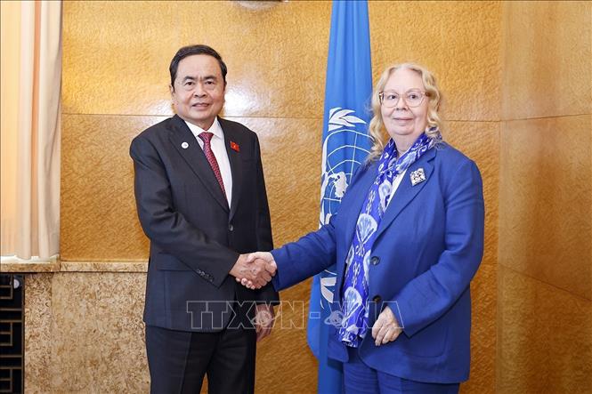 Chủ tịch Quốc hội Trần Thanh Mẫn gặp Tổng Giám đốc Văn phòng LHQ tại Geneva Chú thích ảnh
