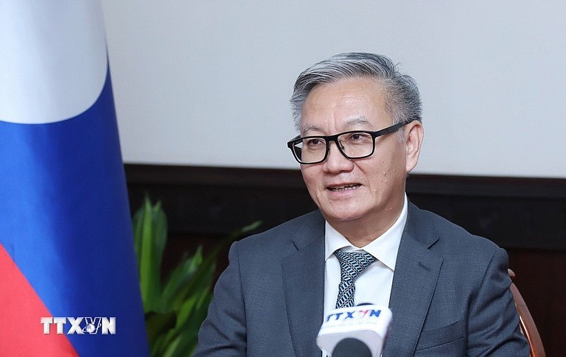 Lao Minister of Foreign Affairs Thongsavanh Phomvihane in the interview. (Photo: VNA)