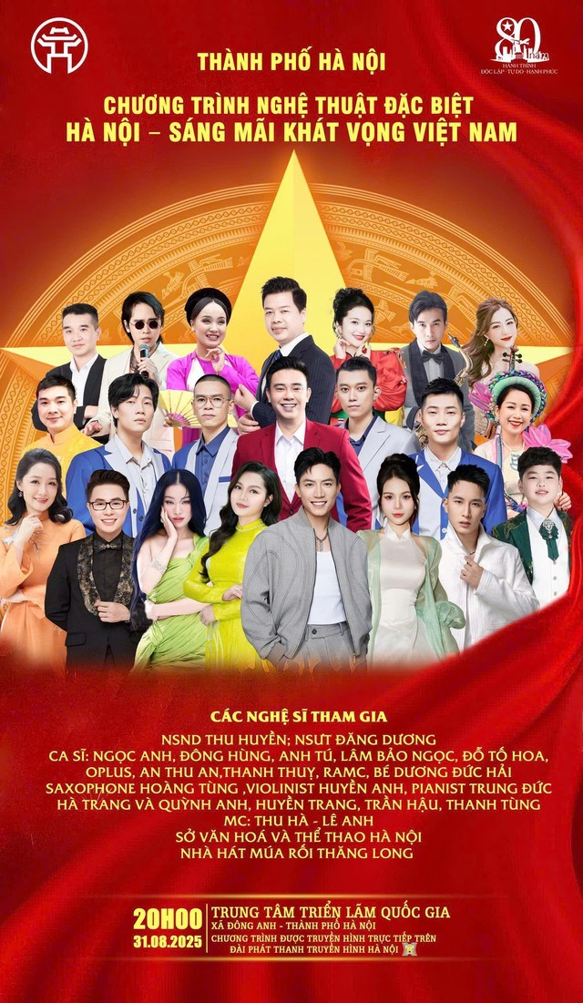 Chương trình nghệ thuật đặc biệt “Hà Nội - Sáng mãi khát vọng Việt Nam”. (Ảnh: BTC) Chương trình nghệ thuật đặc biệt “Hà Nội - Sáng mãi khát vọng Việt Nam”. (Ảnh: BTC)