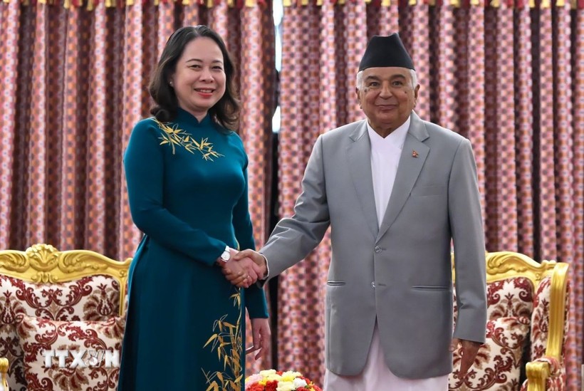 Phó Chủ tịch nước Võ Thị Ánh Xuân hội kiến Tổng thống Nepal Ram Chandra Poudel. (Ảnh: Ngọc Thúy/TTXVN) Phó Chủ tịch nước Võ Thị Ánh Xuân hội kiến Tổng thống Nepal Ram Chandra Poudel. (Ảnh: Ngọc Thúy/TTXVN)