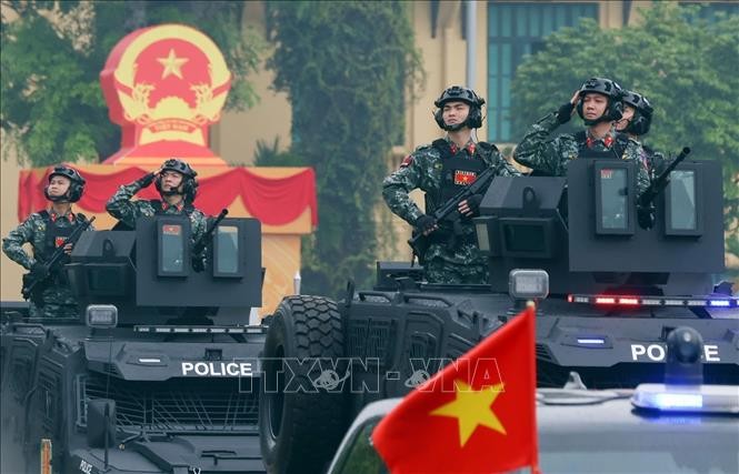 Khối xe đặc chủng của lực lượng Công an tham gia diễu hành tại buổi lễ. Ảnh: Phạm Kiên/TTXVN Khối xe đặc chủng của lực lượng Công an tham gia diễu hành tại buổi lễ. Ảnh: Phạm Kiên/TTXVN