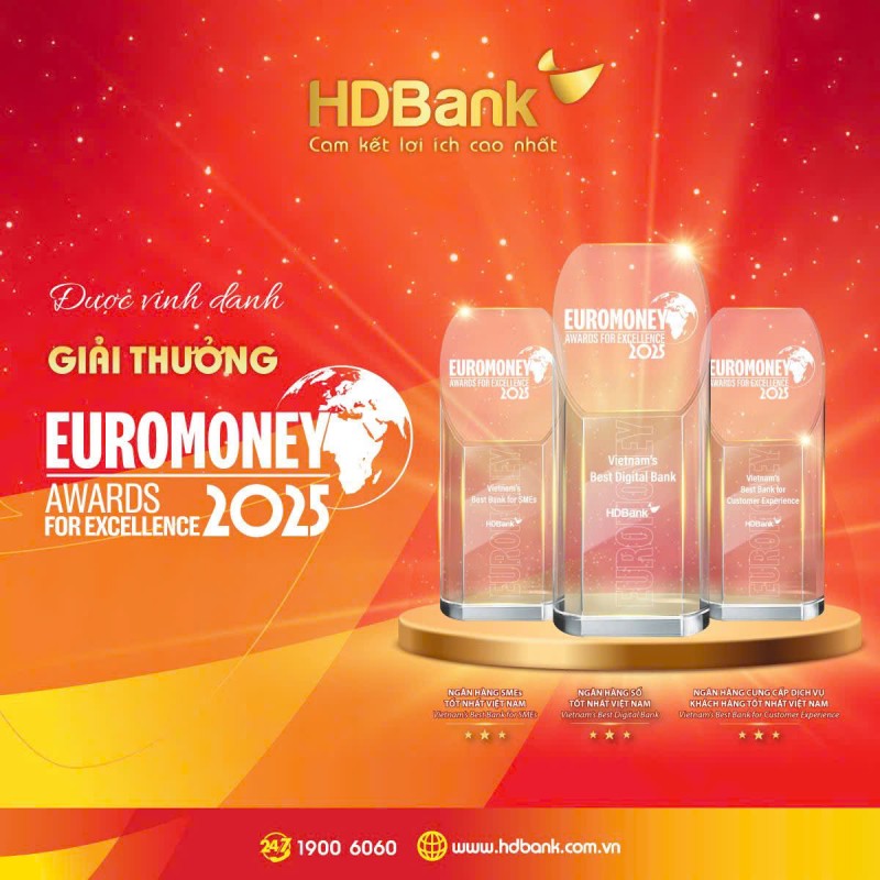 HDBank lập “hat-trick” giải thưởng Euromoney 2025, khẳng định vị thế quốc tế của ngân hàng Việt HDBank lập “hat-trick” giải thưởng Euromoney 2025, khẳng định vị thế quốc tế của ngân hàng Việt
